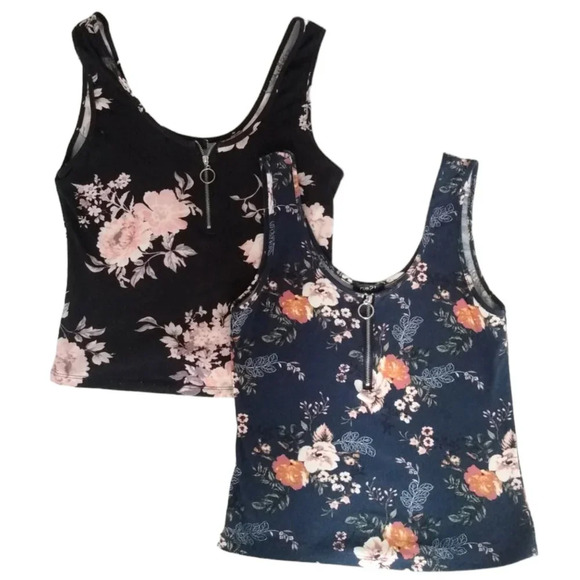 Rue 21 stretchy crop floral zip tops bundle - Picture 1 of 3